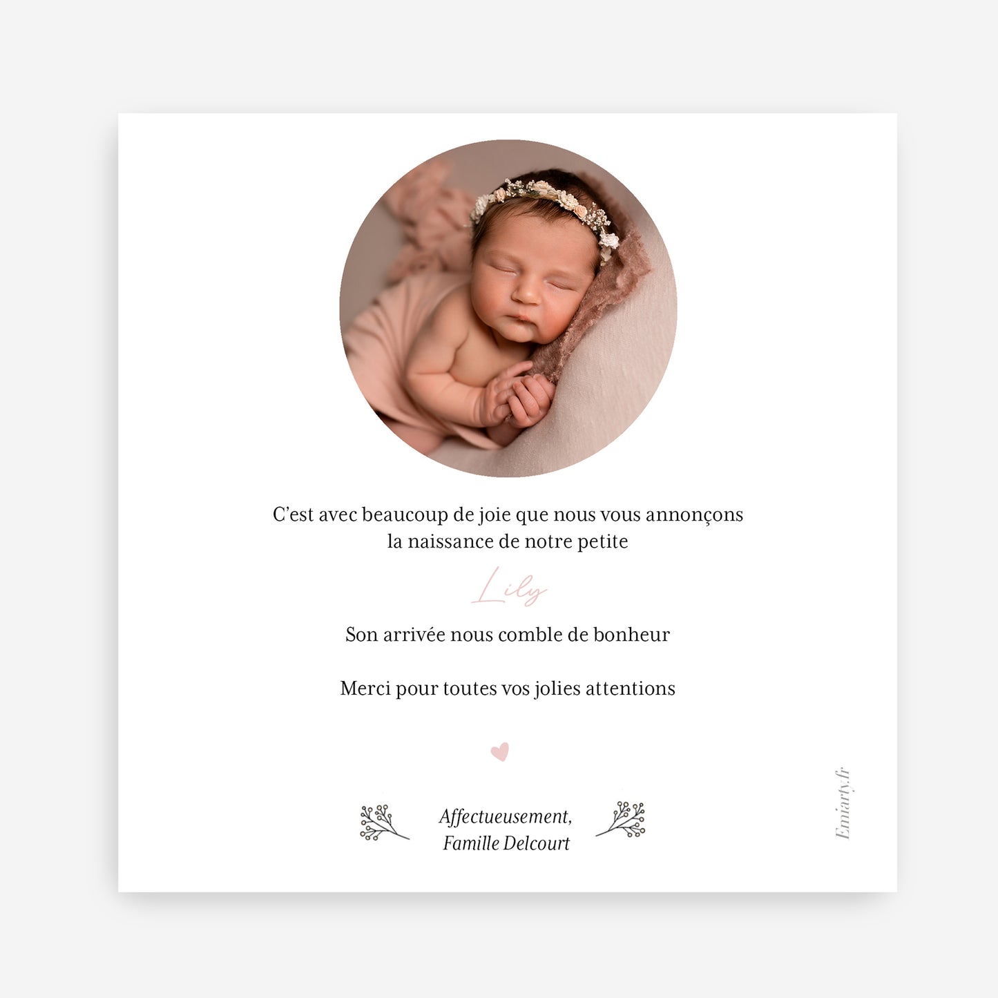 Faire-part Naissance personnalisé "Famille sur Banc" – Illustration Unique d'après Photo