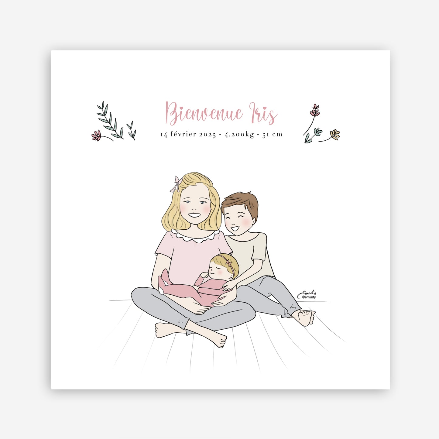 Faire-part naissance illustration fratrie