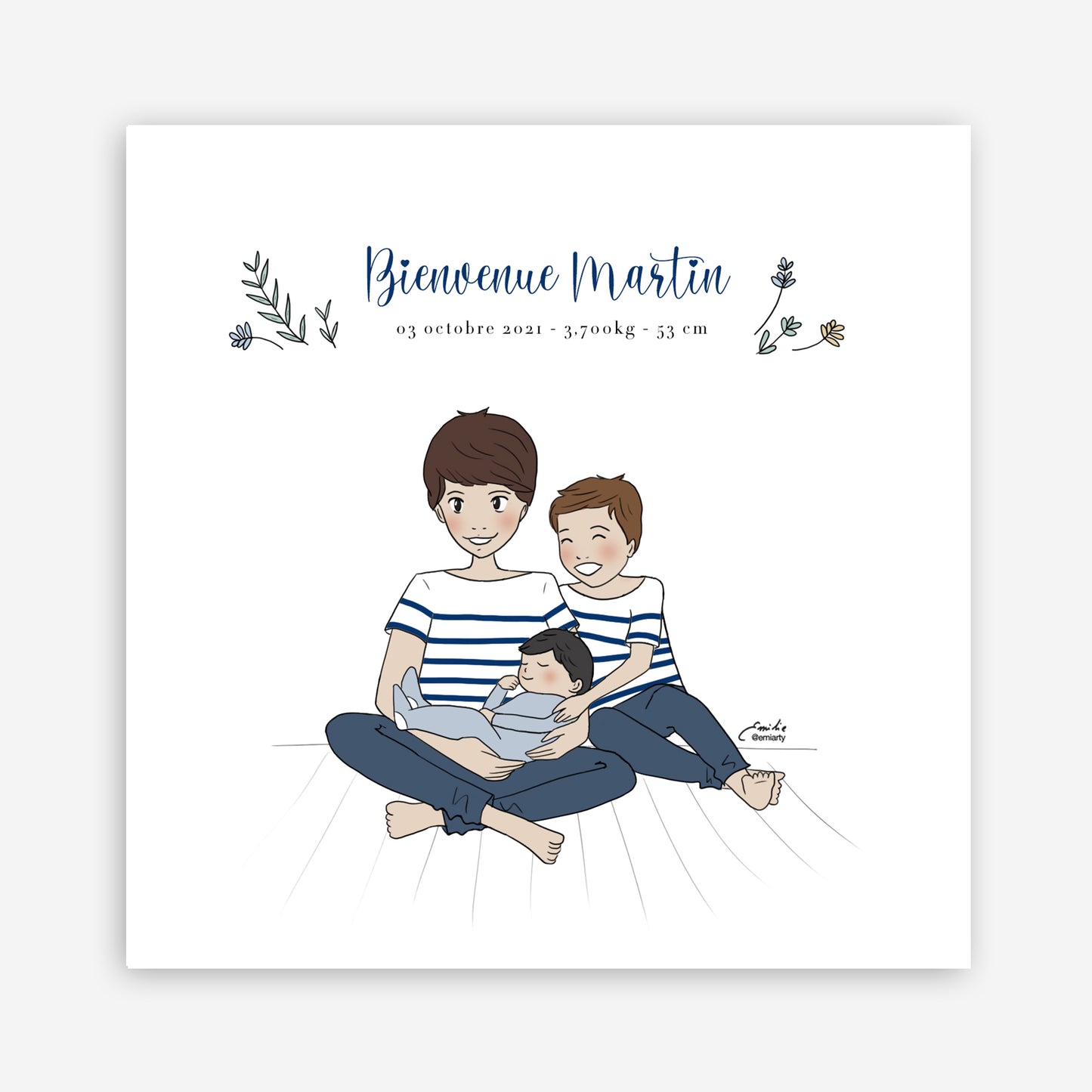 Faire-part naissance illustration fratrie