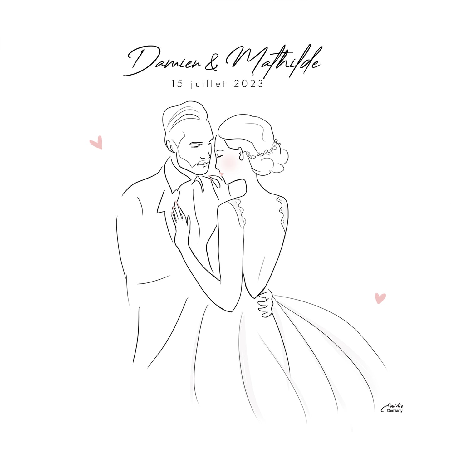 Faire-part mariage line art