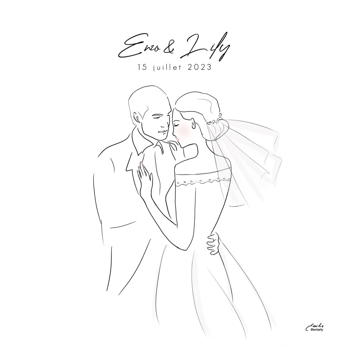 Faire-part mariage line art