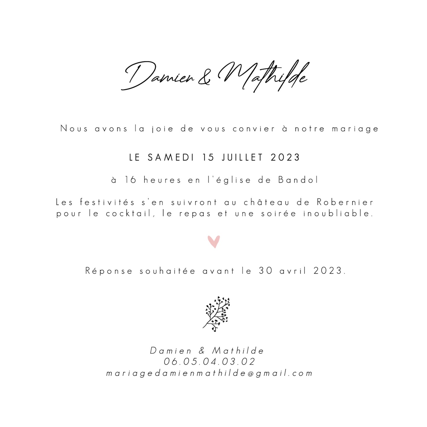Faire-part mariage line art