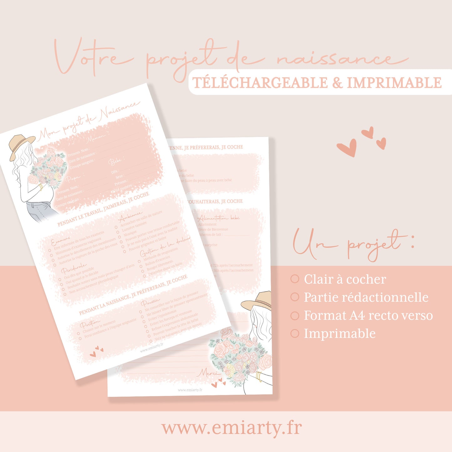 Projet / plan de naissance téléchargeable à imprimer