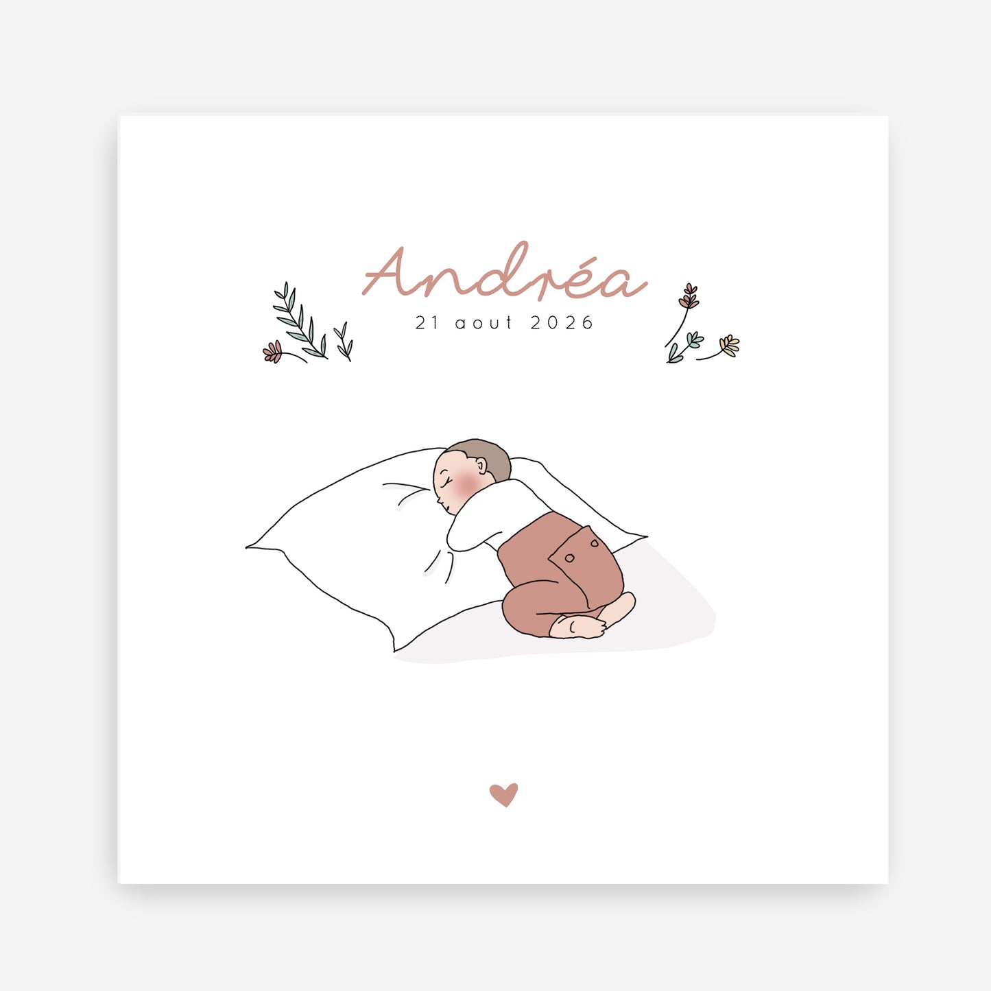 Faire-part de naissance bébé sur oreiller – Personnalisable