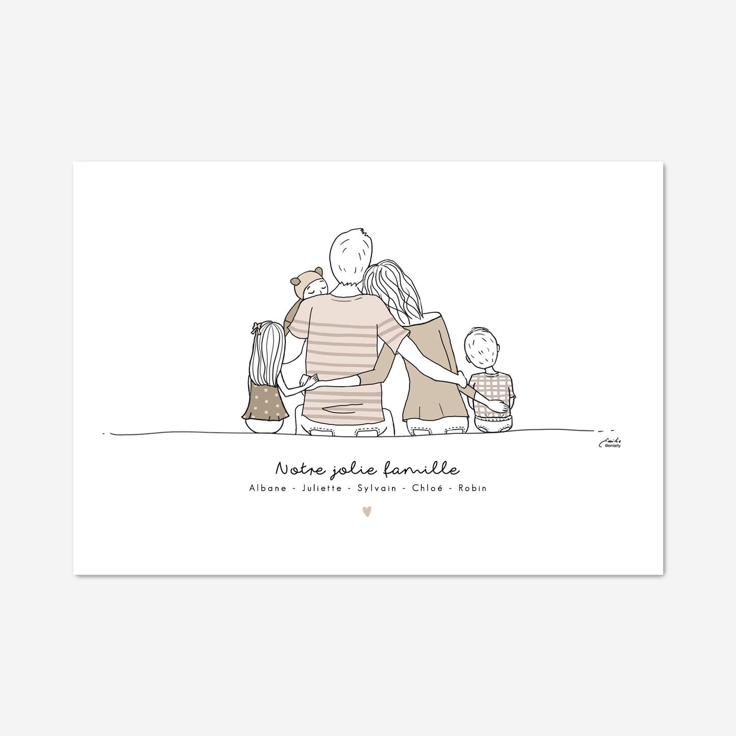 Affiche personnalisée famille de dos