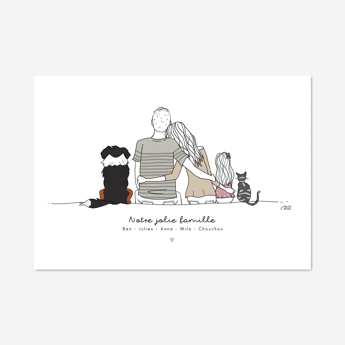Affiche personnalisée famille de dos