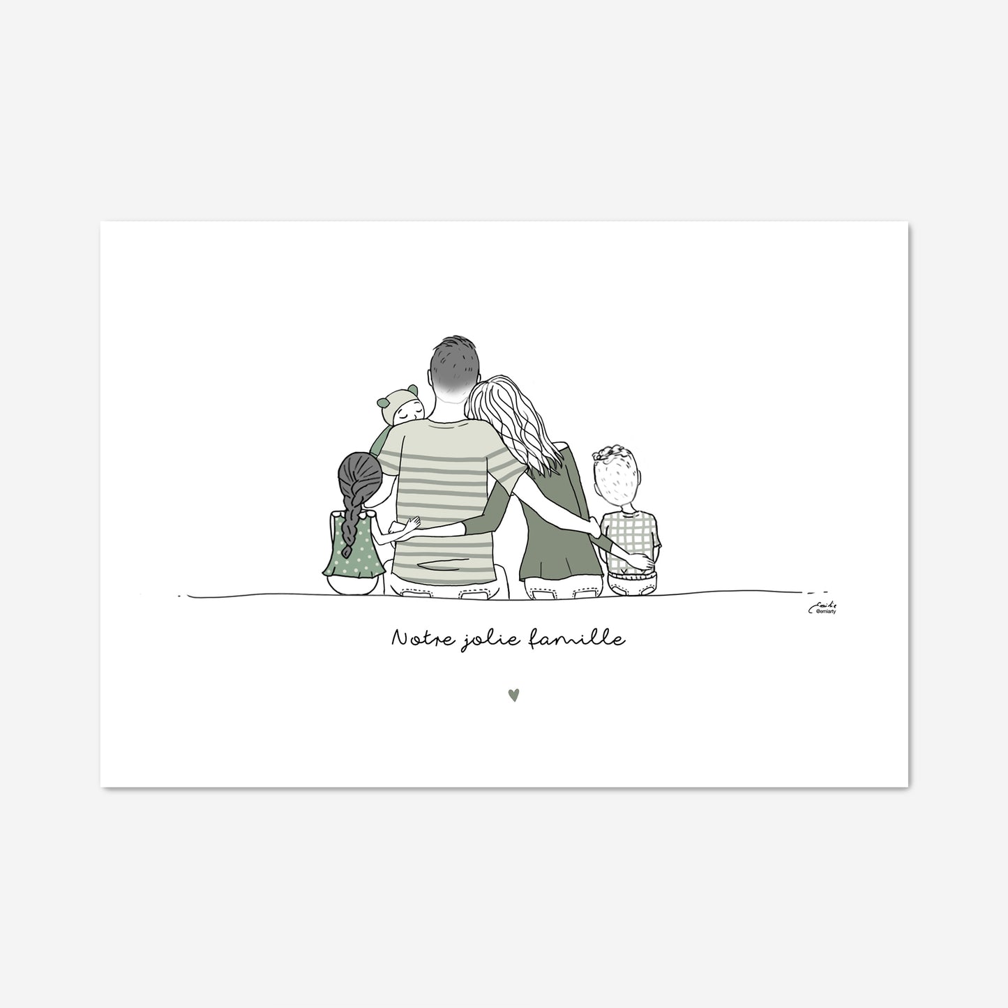 Affiche personnalisée famille de dos