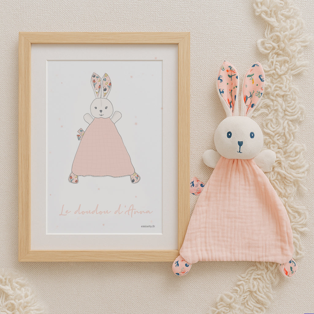 Portrait de doudou personnalisé – Illustration sur-mesure du doudou de votre enfant | Souvenir unique et cadeau personnalisé
