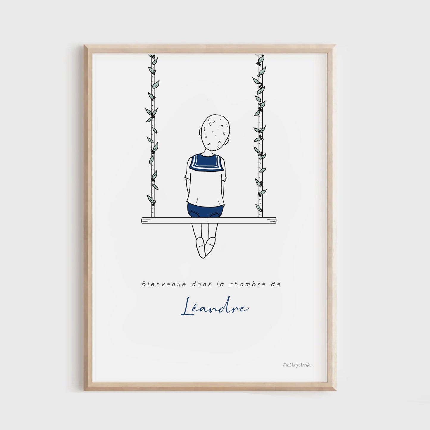 Affiche personnalisée garçon sur balançoire – déco chambre enfant, cadeau de naissance (Copie)
