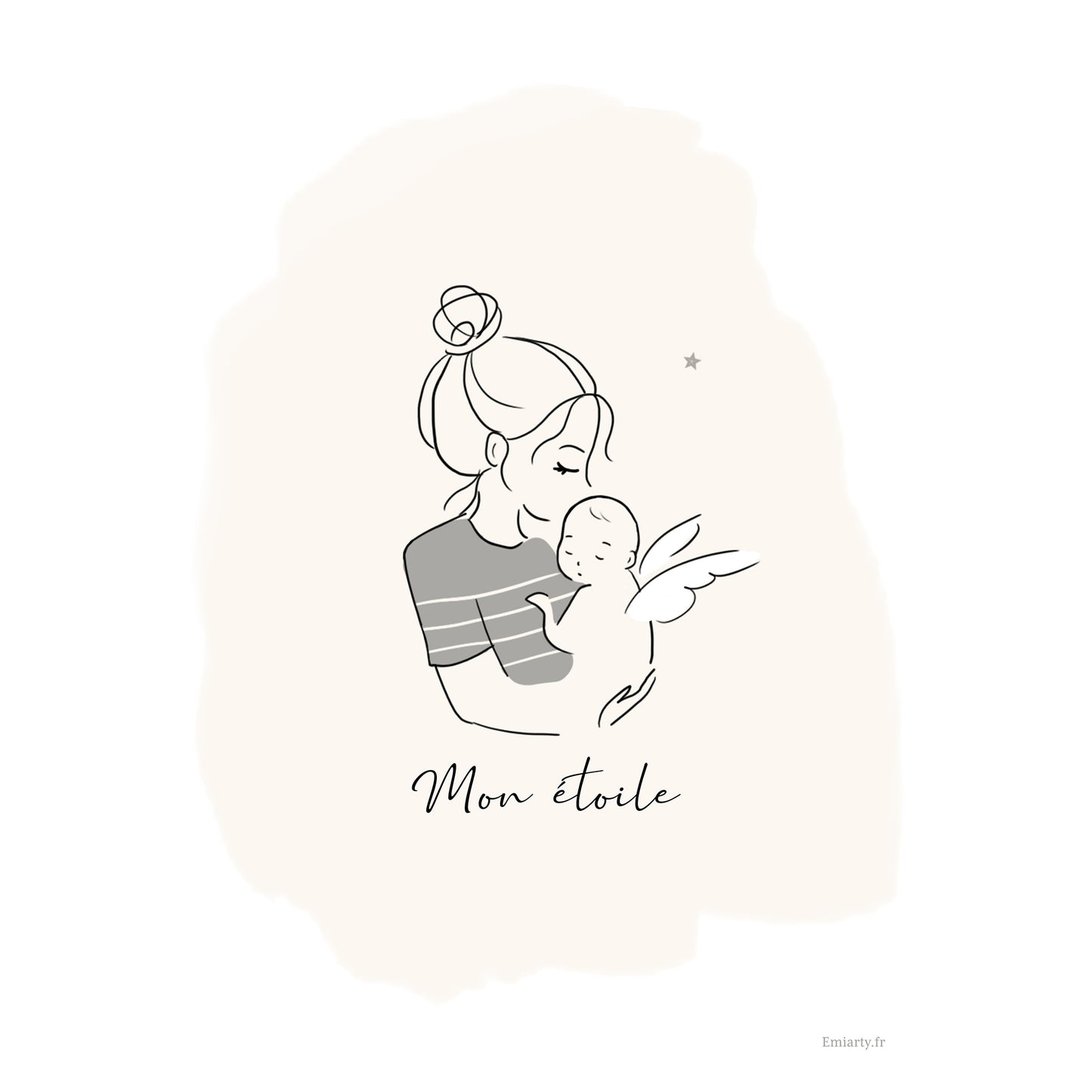 Affiche personnalisée "Mon Étoile" – Illustration mamange et bébé ange