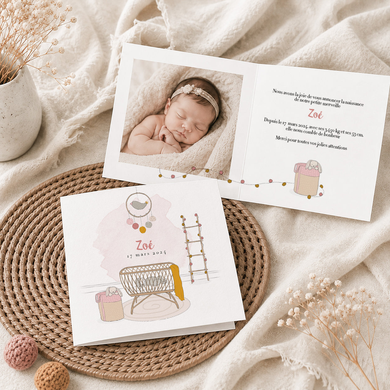 Faire-part de naissance personnalisé – La chambre de bébé