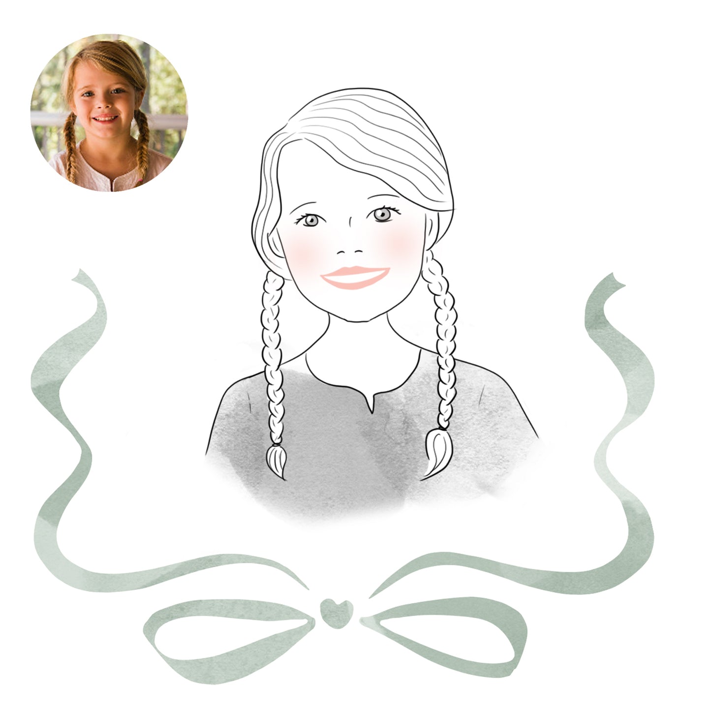 Portrait personnalisé marque-place Noël – Mini illustration 9x9 cm en noir et blanc – Décoration de table festive – Cadeau invité