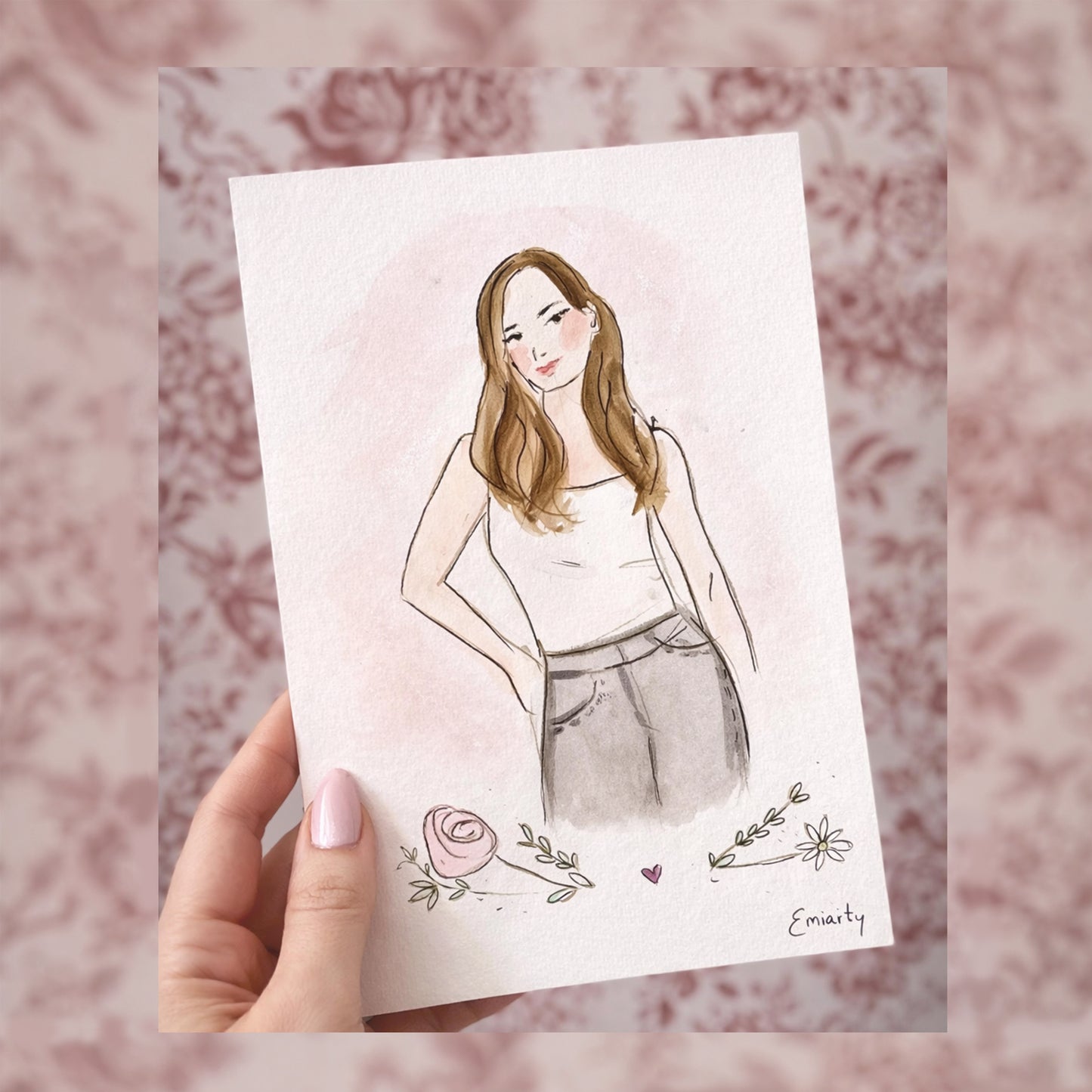 Portrait personnalisé à l’aquarelle – Format A5 – Portrait flash tête / buste d’après photo – Illustration faite main – 18€