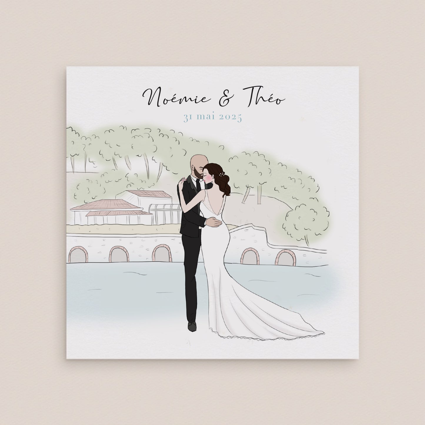 Faire-part mariage unique en dessin personnalisé  – Illustration Unique 4 pages