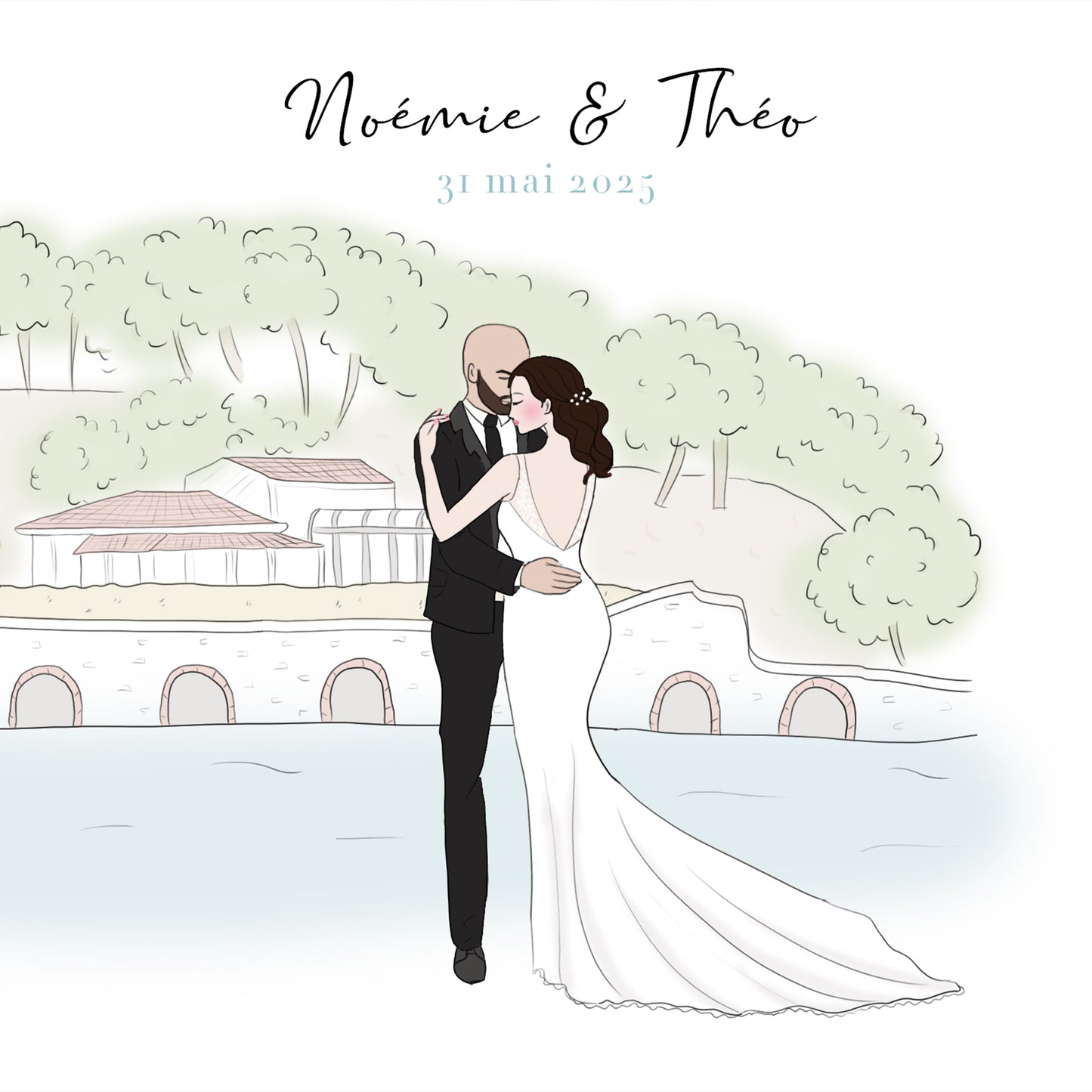 Faire-part mariage unique en dessin personnalisé  – Illustration Unique 4 pages