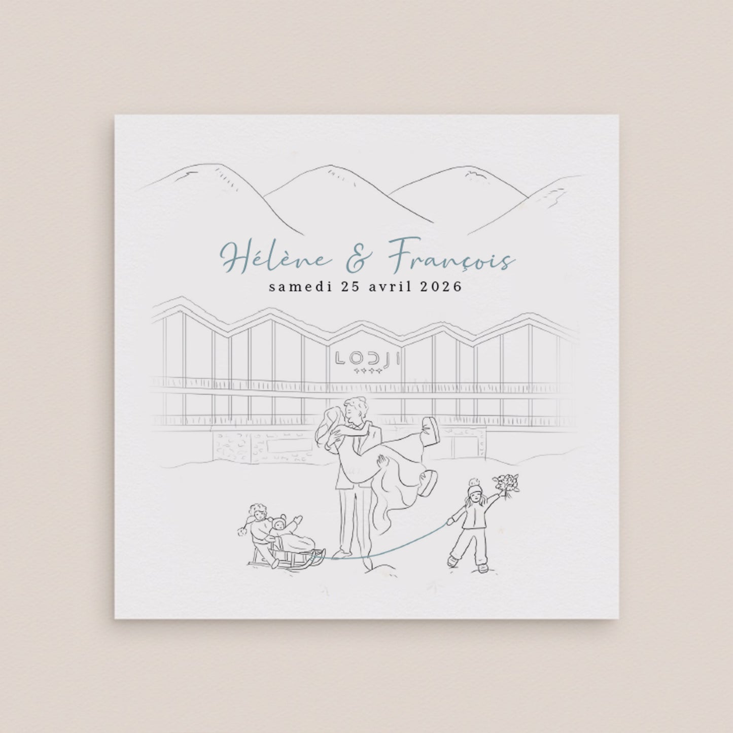 Faire-part mariage unique en dessin personnalisé  – Illustration Unique 4 pages