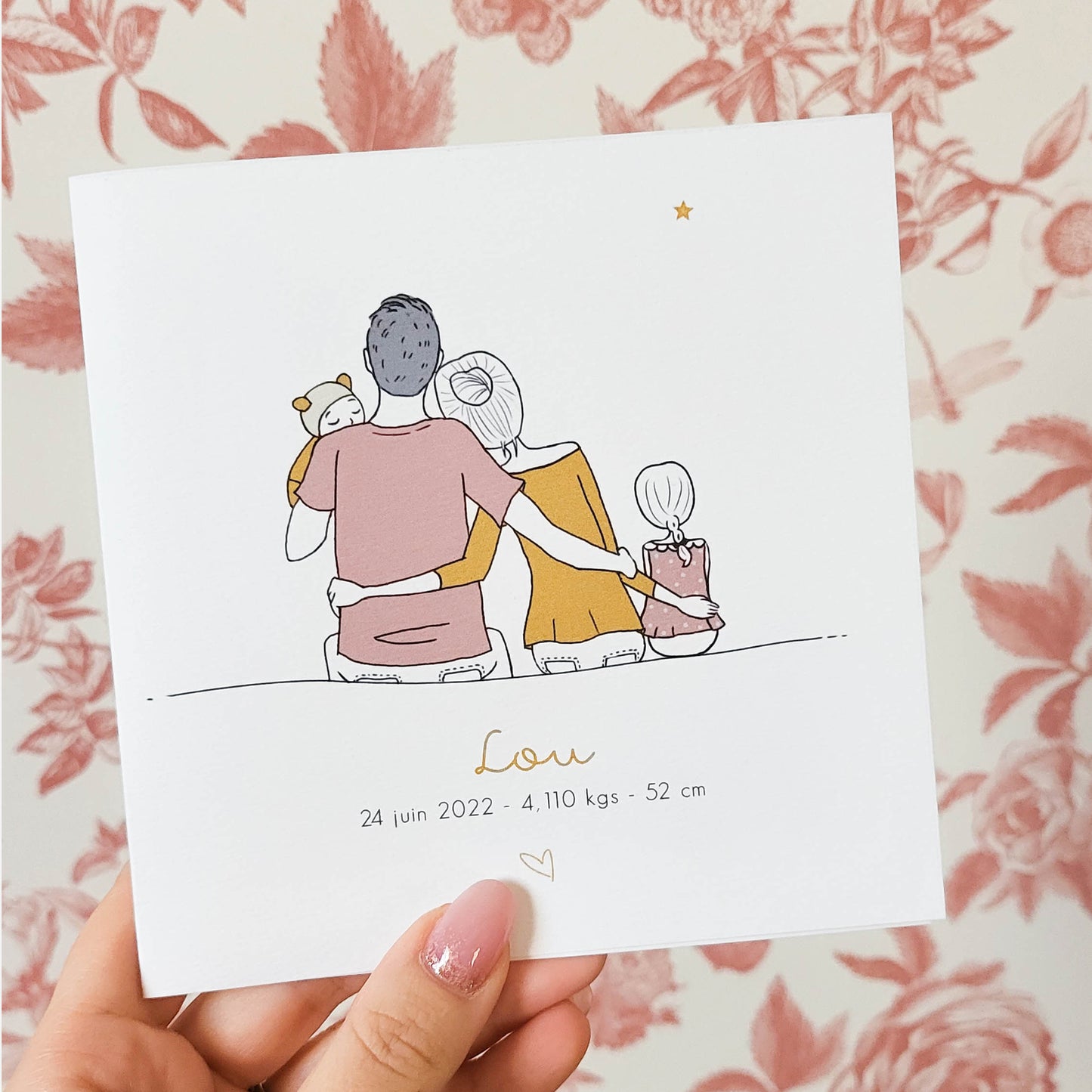Faire-part personnalisé famille de dos 1 volet 4 pages