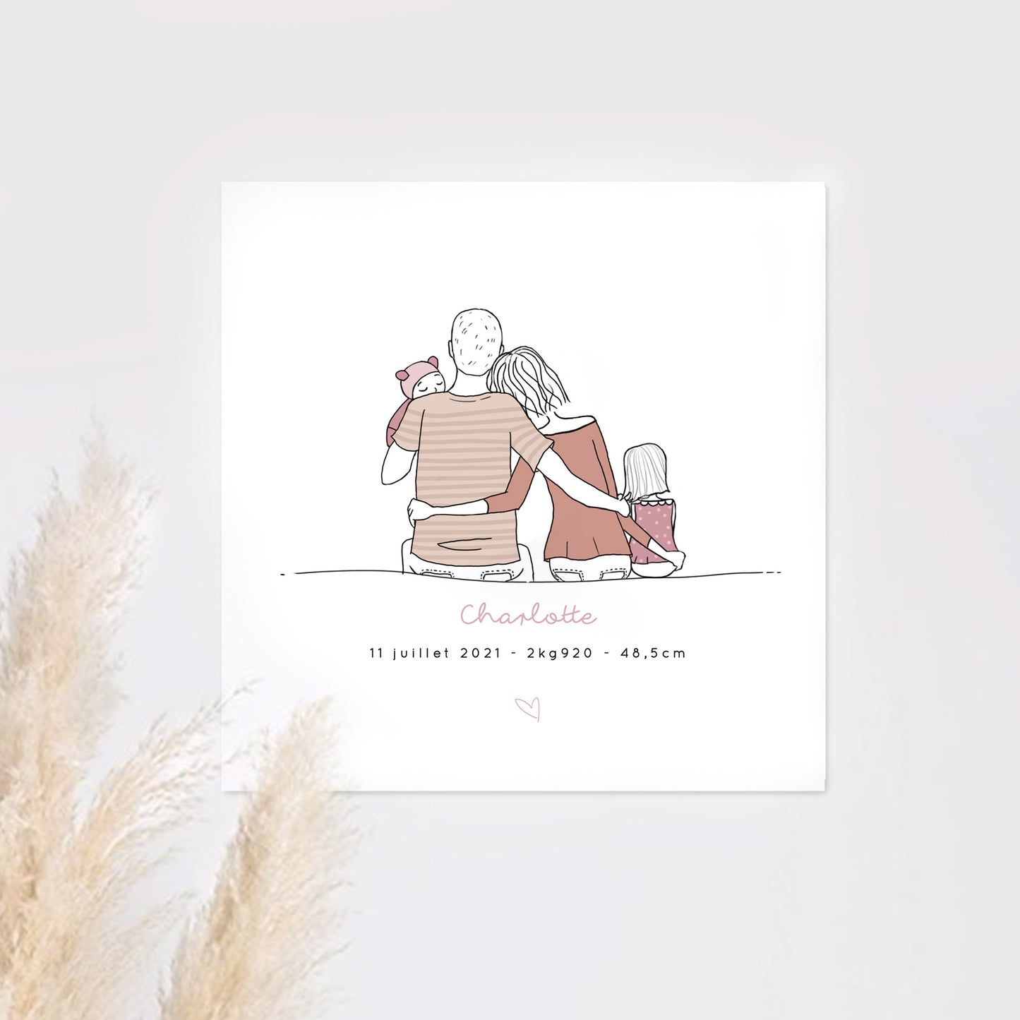 Faire-part personnalisé famille de dos
