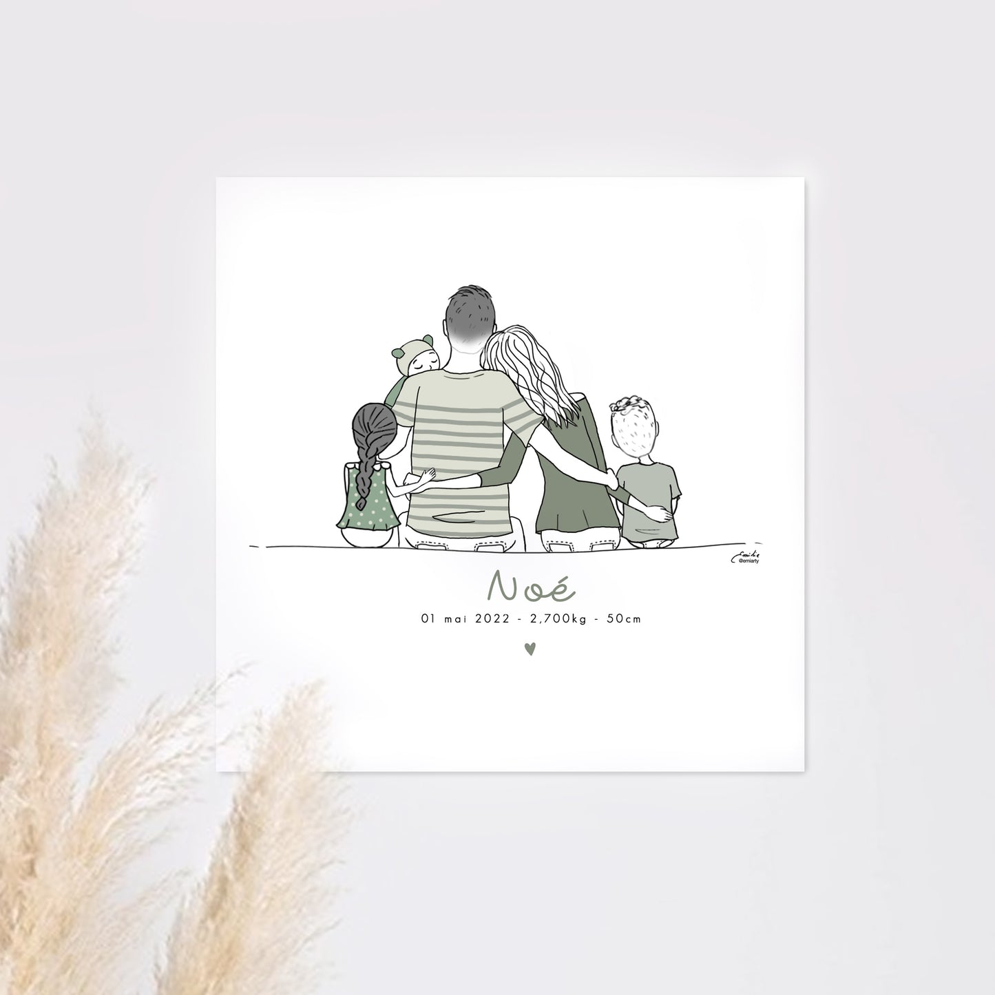 Faire-part personnalisé famille de dos