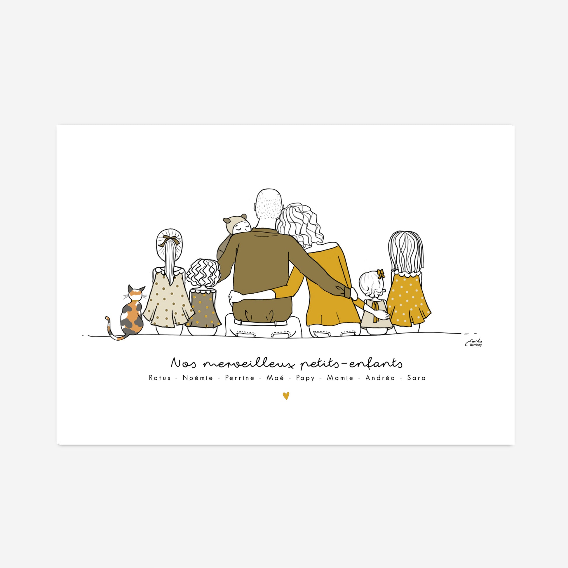 Affiche grande famille jaune