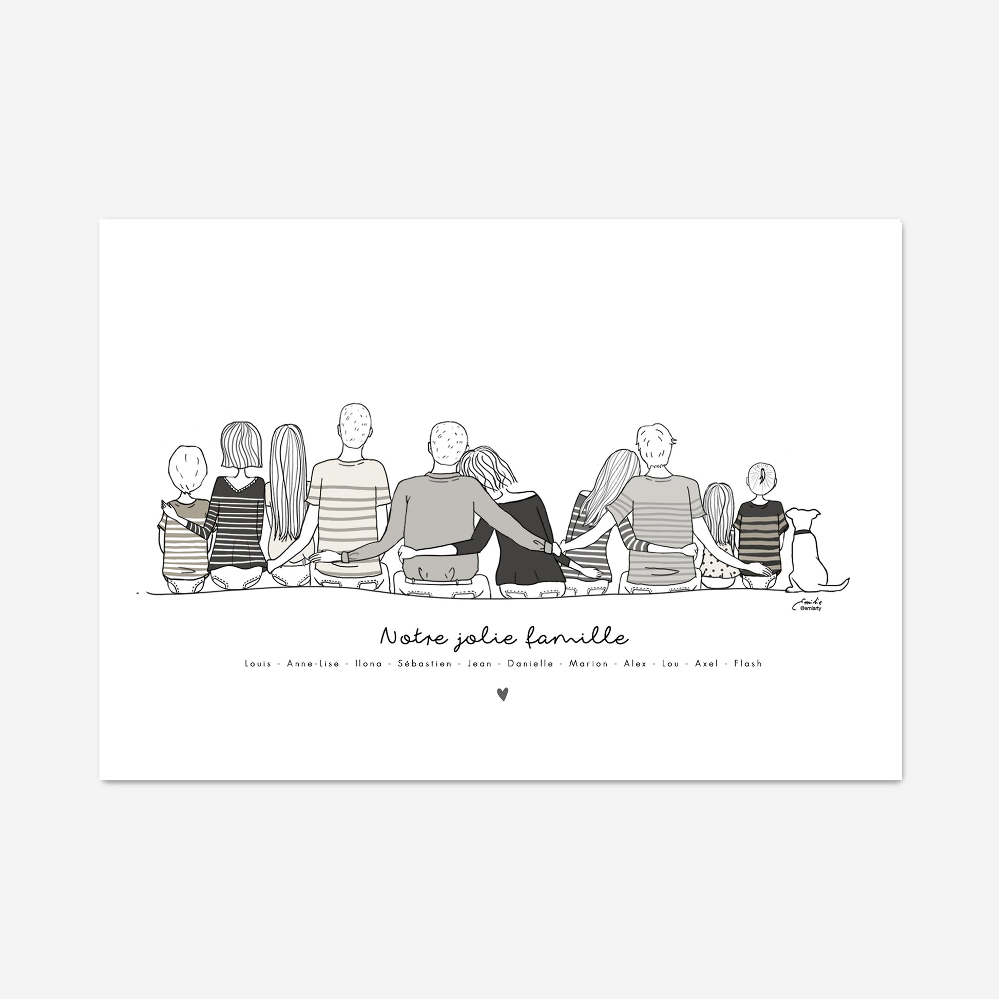 Affiche grande famille gris noir