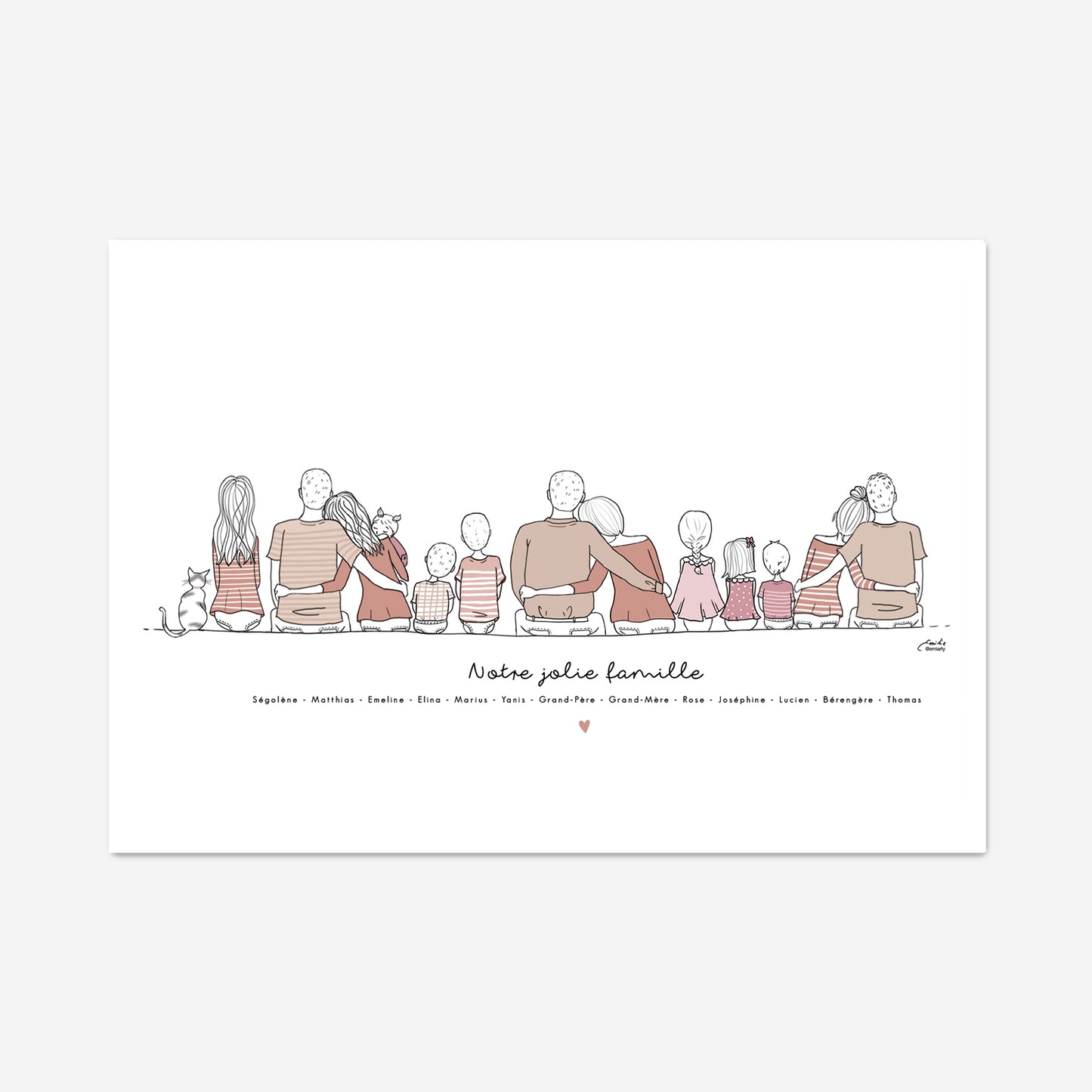 Affiche grande famille rose