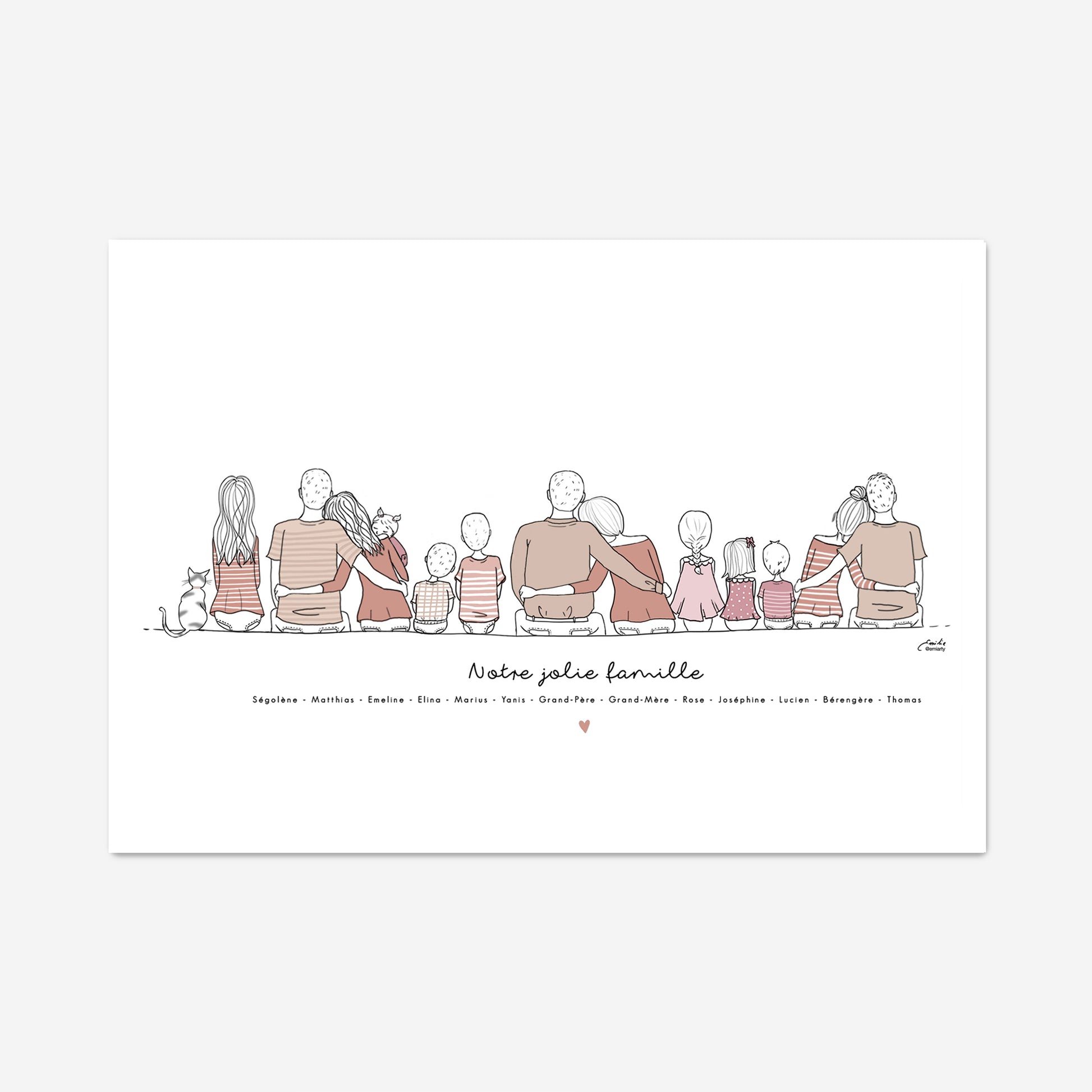 Affiche grande famille rose