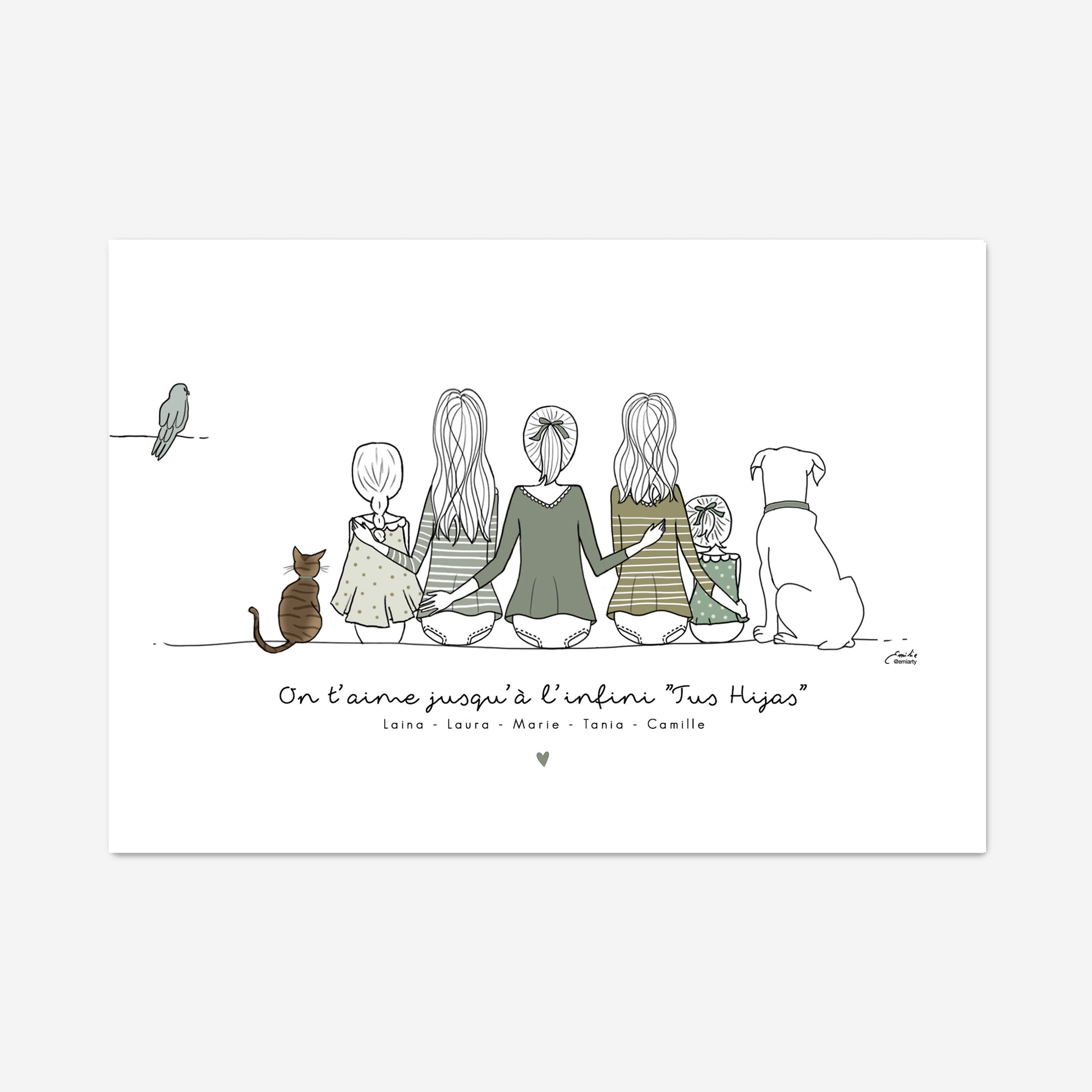 Affiche grande famille vert