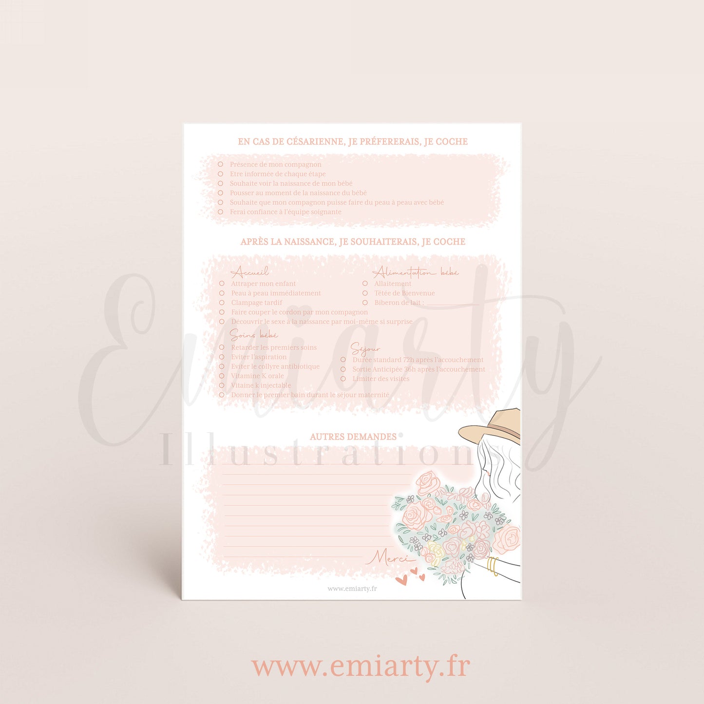 Projet / plan de naissance téléchargeable à imprimer