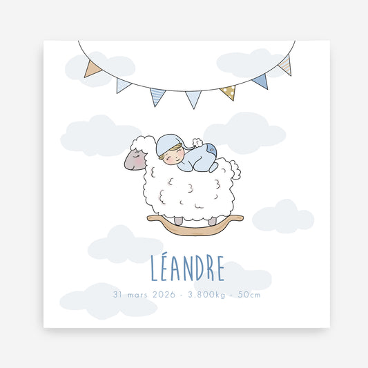 Faire-part de naissance Mouton à bascule – Personnalisable