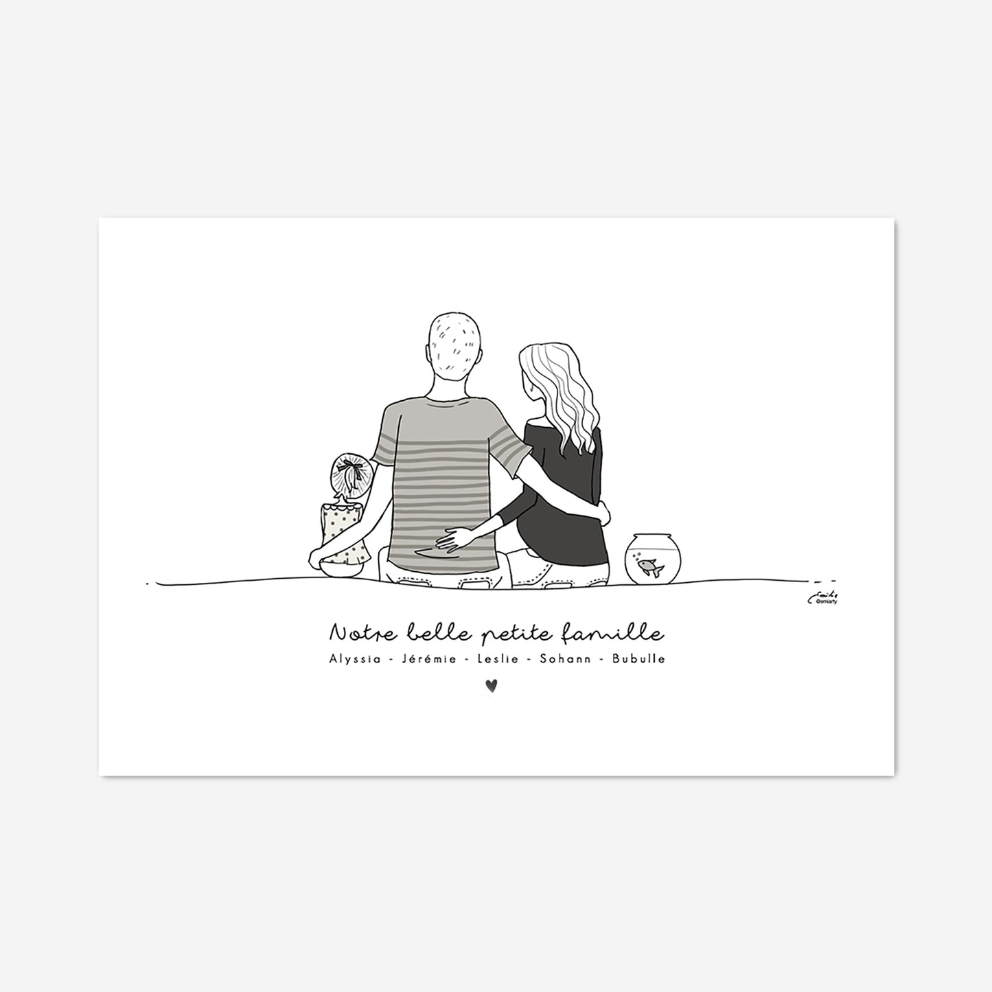 Affiche personnalisée famille de dos
